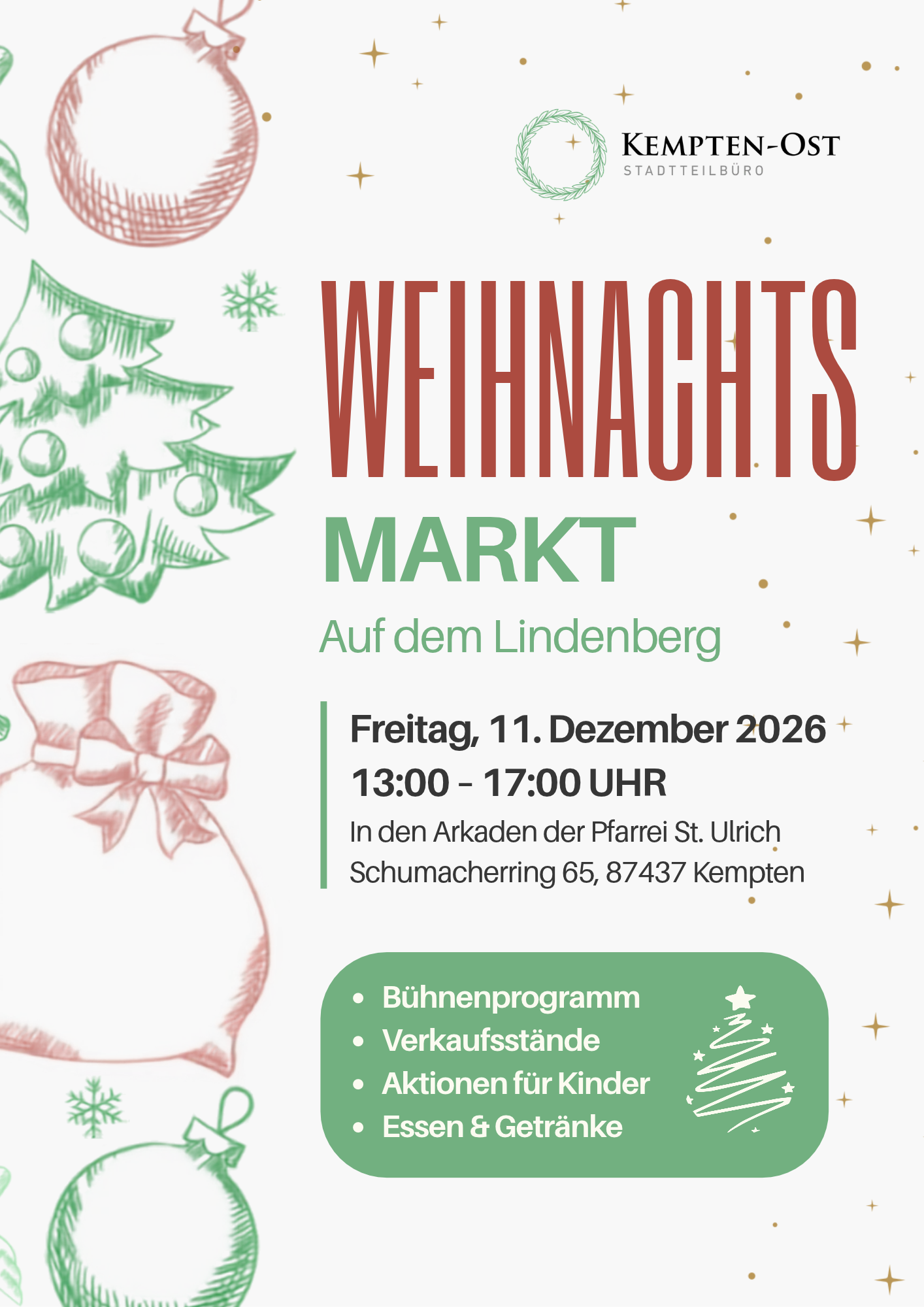 Flyer front Weihnachtsmarkt auf dem Lindenberg 2026